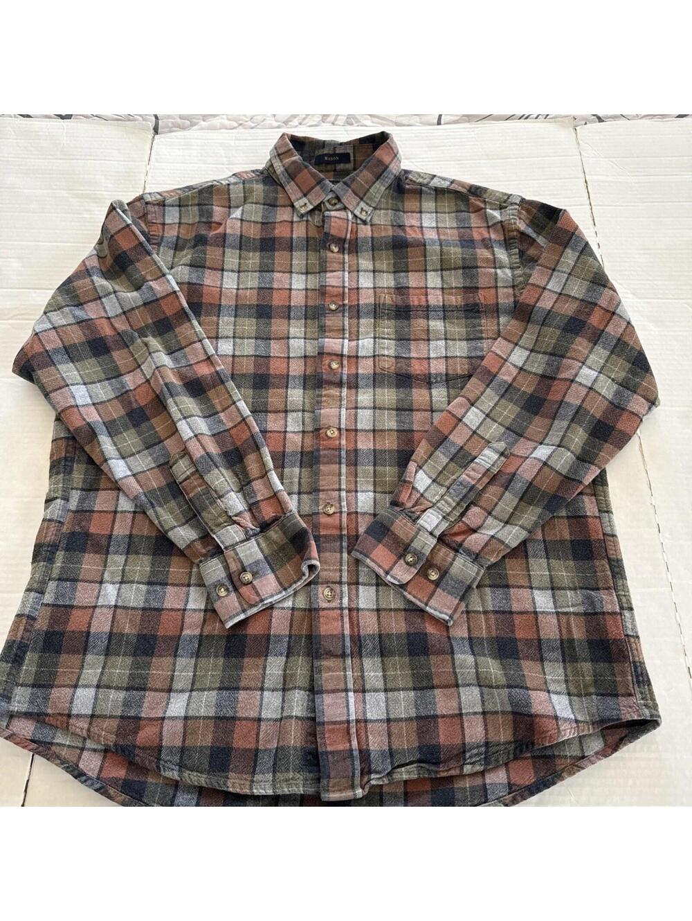 Pendleton Men's Mason Plaid Flannel Long-Sleeve Shirt Brown/Olive Green Size L